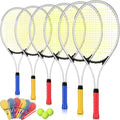 6 Pcs Tennis Rackets for Adult Recreational 6 Players 27'' Tennis Racket Set with 3 Balls Lightweight