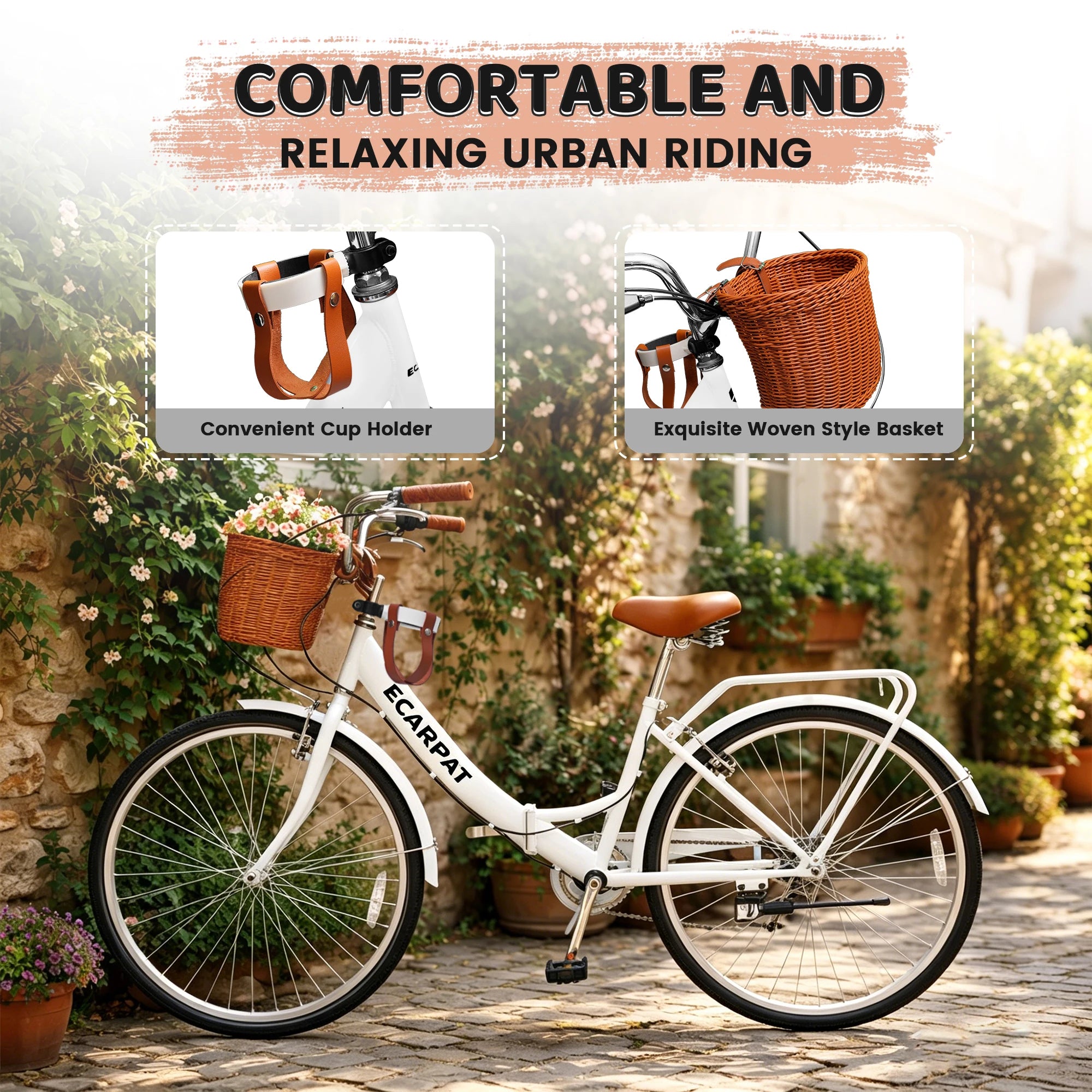 26 Inch Folding Beach Cruiser Bike for Women