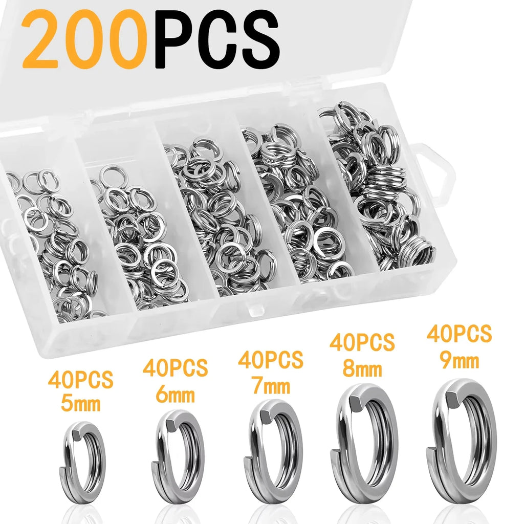 5 Size Stainless Steel Fishing Split Rings