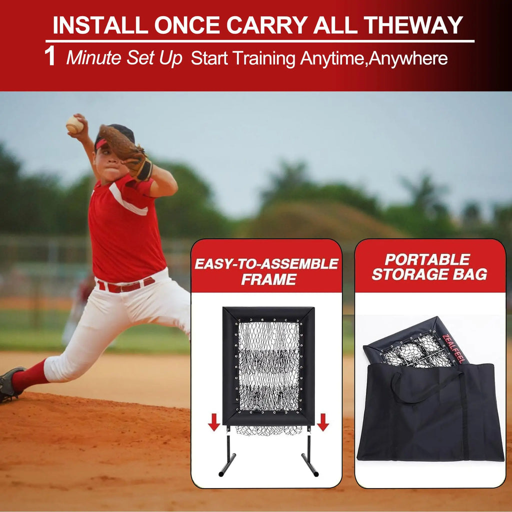 Rebound Pitching Net,9 Holes Strike Zone