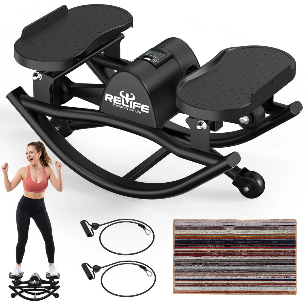 3D Lateral Rocking Stepper with Resistance Bands
