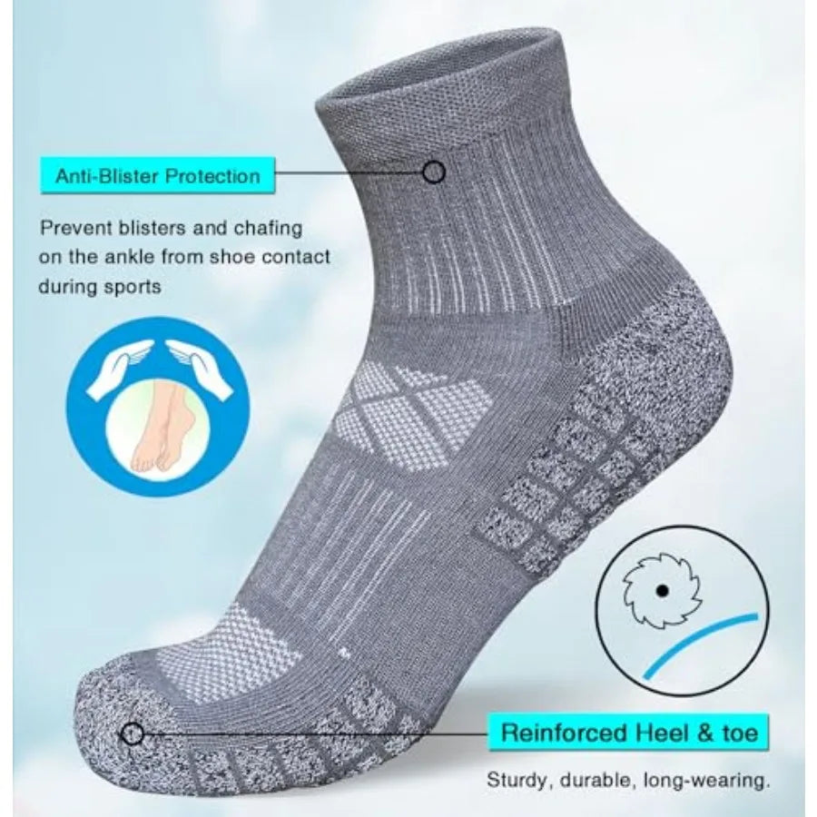 5 Pair Men's Athletic Cushioned Quarter Socks