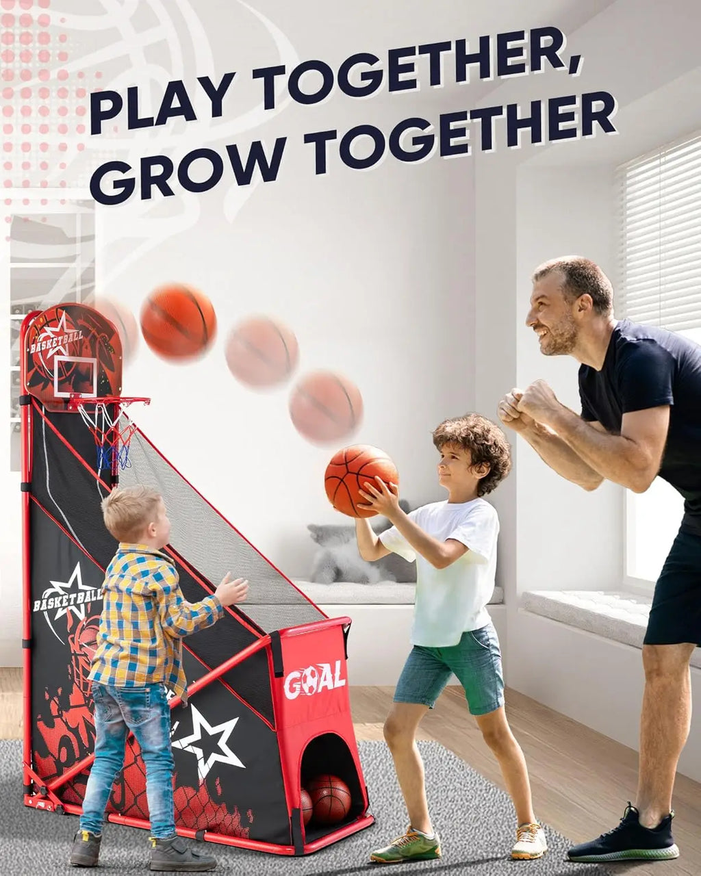 Foldable Basketball Hoop Set with Soccer Goal