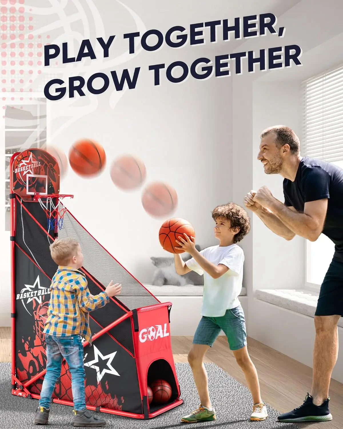 Foldable Basketball Hoop Set with Soccer Goal
