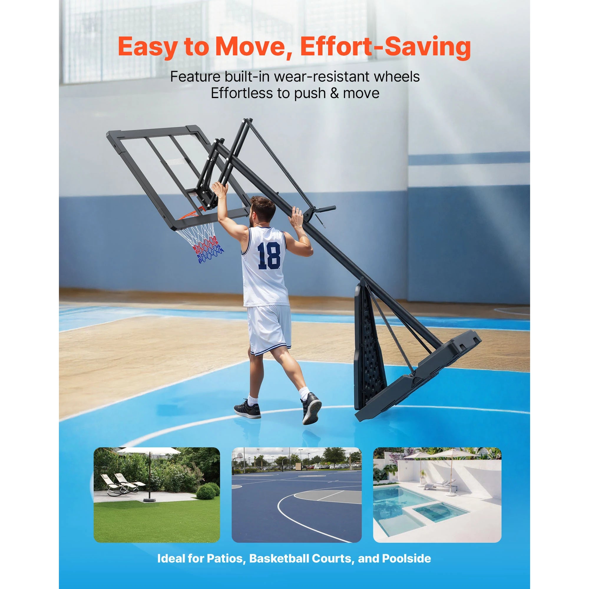 Portable Basketball Stand with Hoop & Backboard