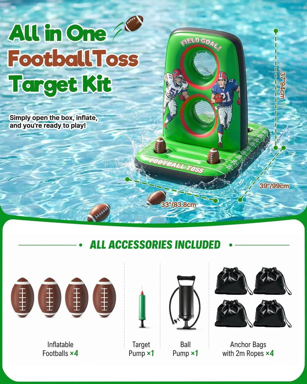 Inflatable Football Toss Game for Pool