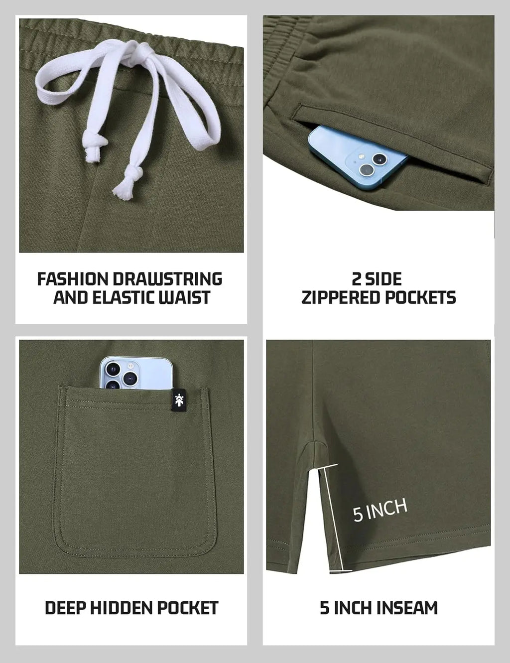 Sweat Shorts for Men 5 Inch Inseam