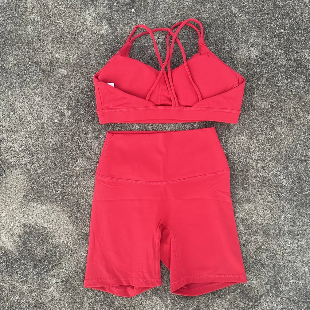 Women Gym Yoga Short Cycling Set
