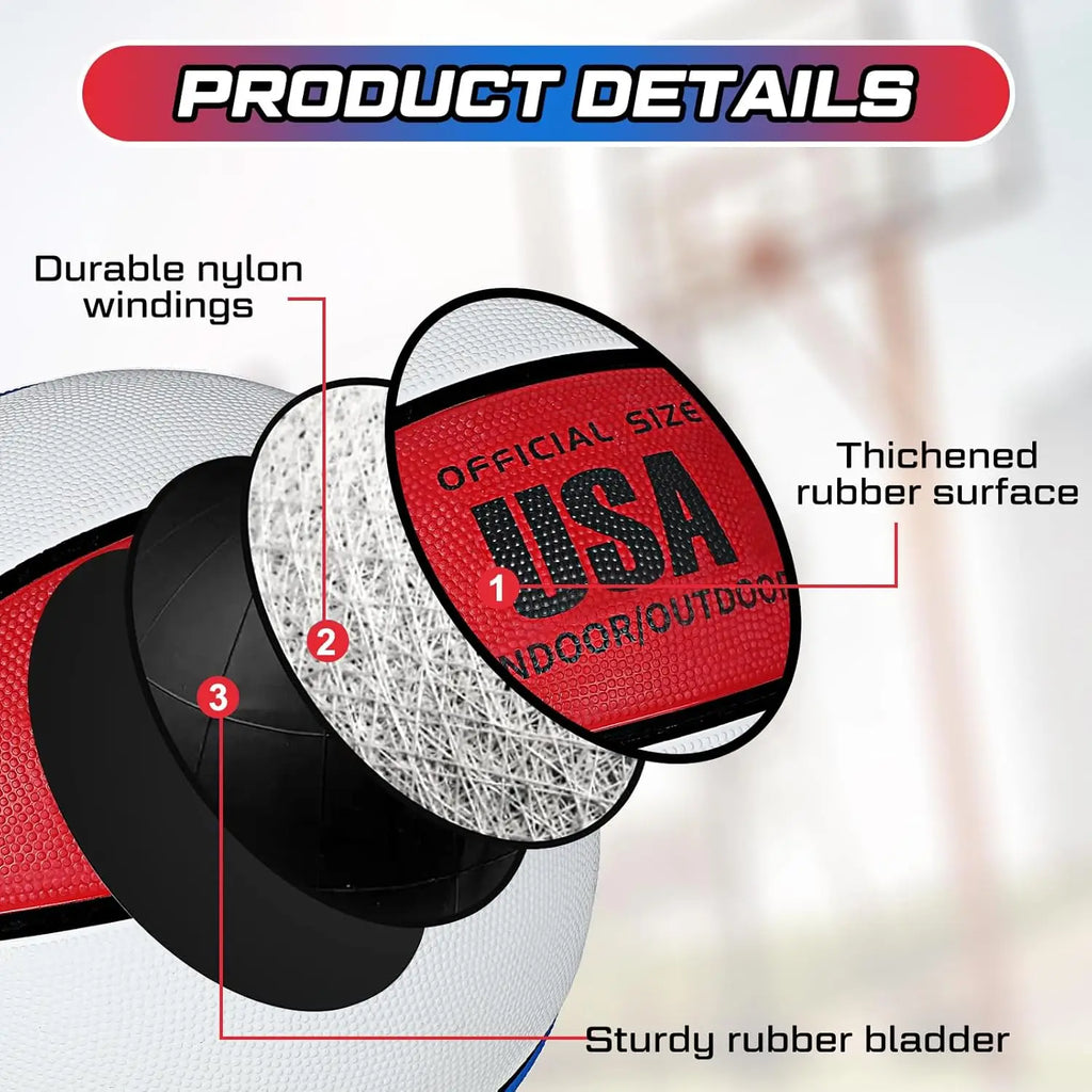 6 Pcs Rubber Basketball Bulk with Pump