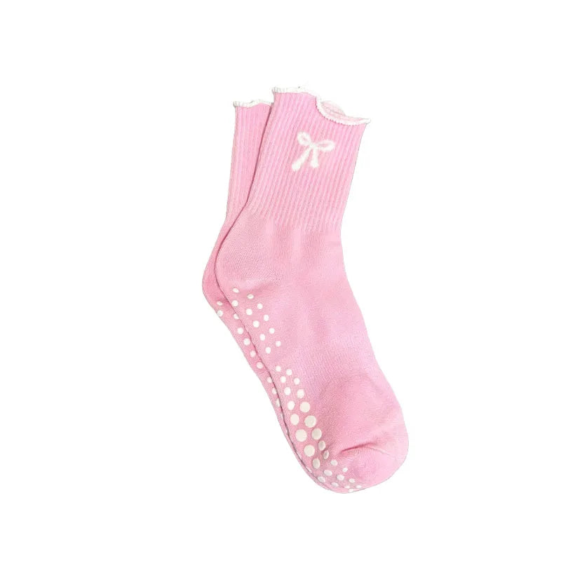 1 Pair of Single Bow Embroidered Socks
