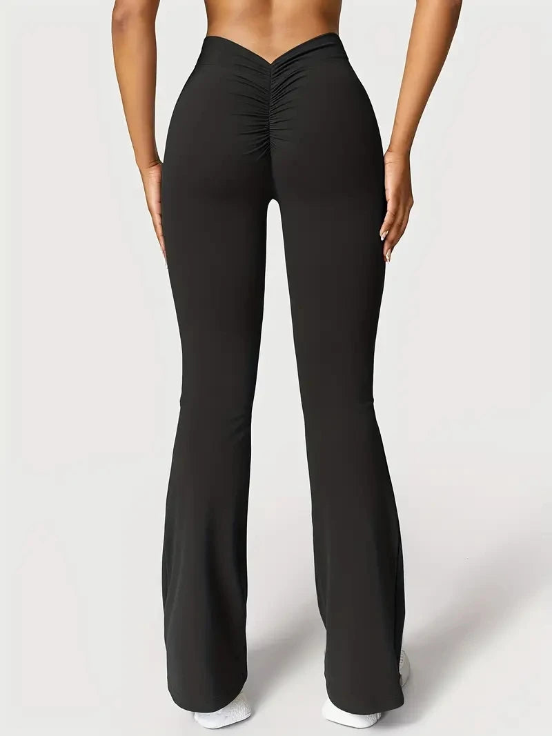 Women's flared yoga trousers V-cross