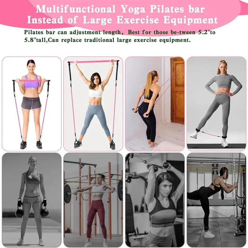 Pilates Bar Kit With Elastic Resistance Bands