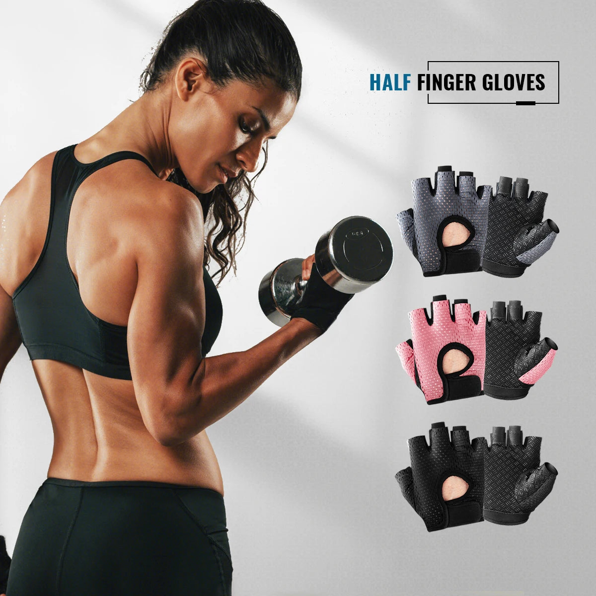 Womens Gym Fingerless Workout Gloves