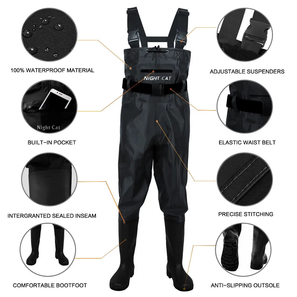 Unisex Waterproof Nylon PVC Waders