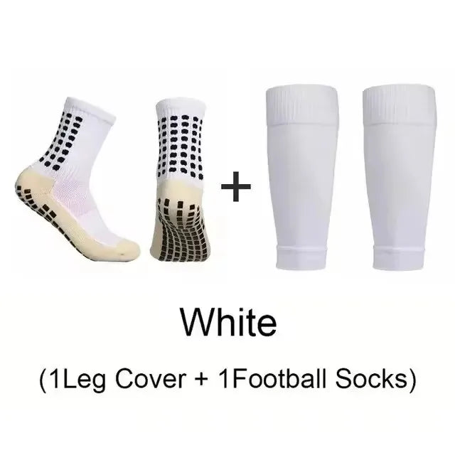 2 Sets Men Grip Soccer Socks and Knee Pads