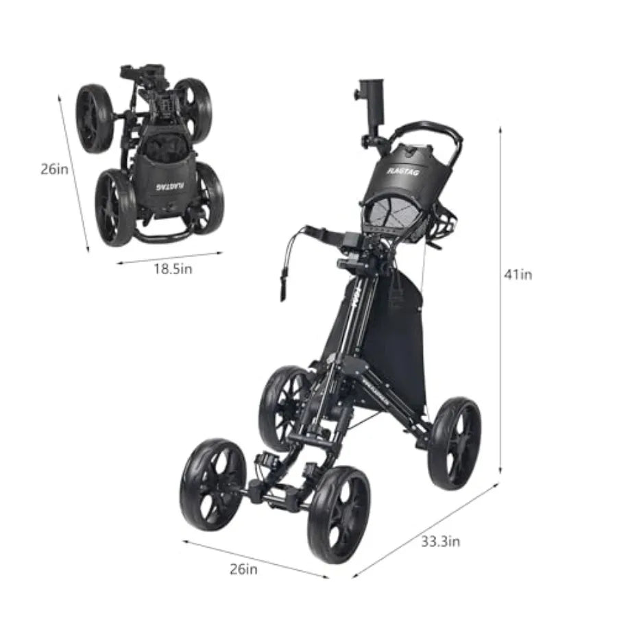 Golf Push Cart 4-Wheels, Folding