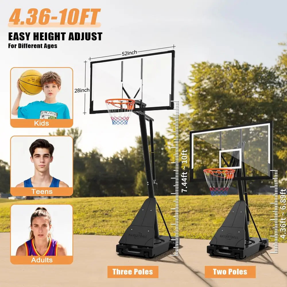 Basketball Hoop Outdoor 44 52 Inch Shatterproof