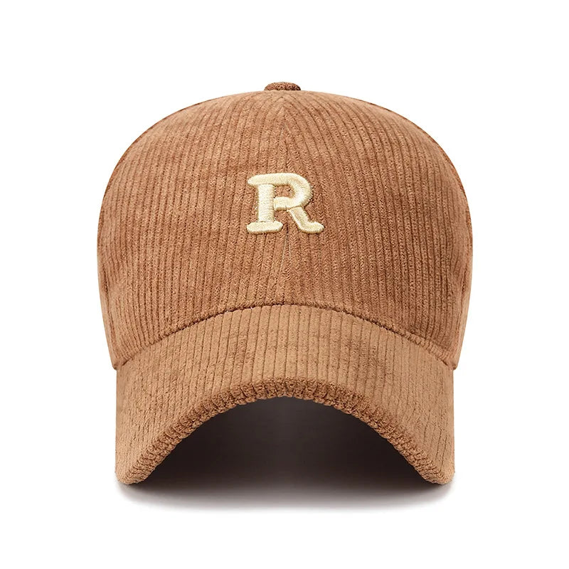 Corduroy Baseball Cap with 3D  'R' Letter