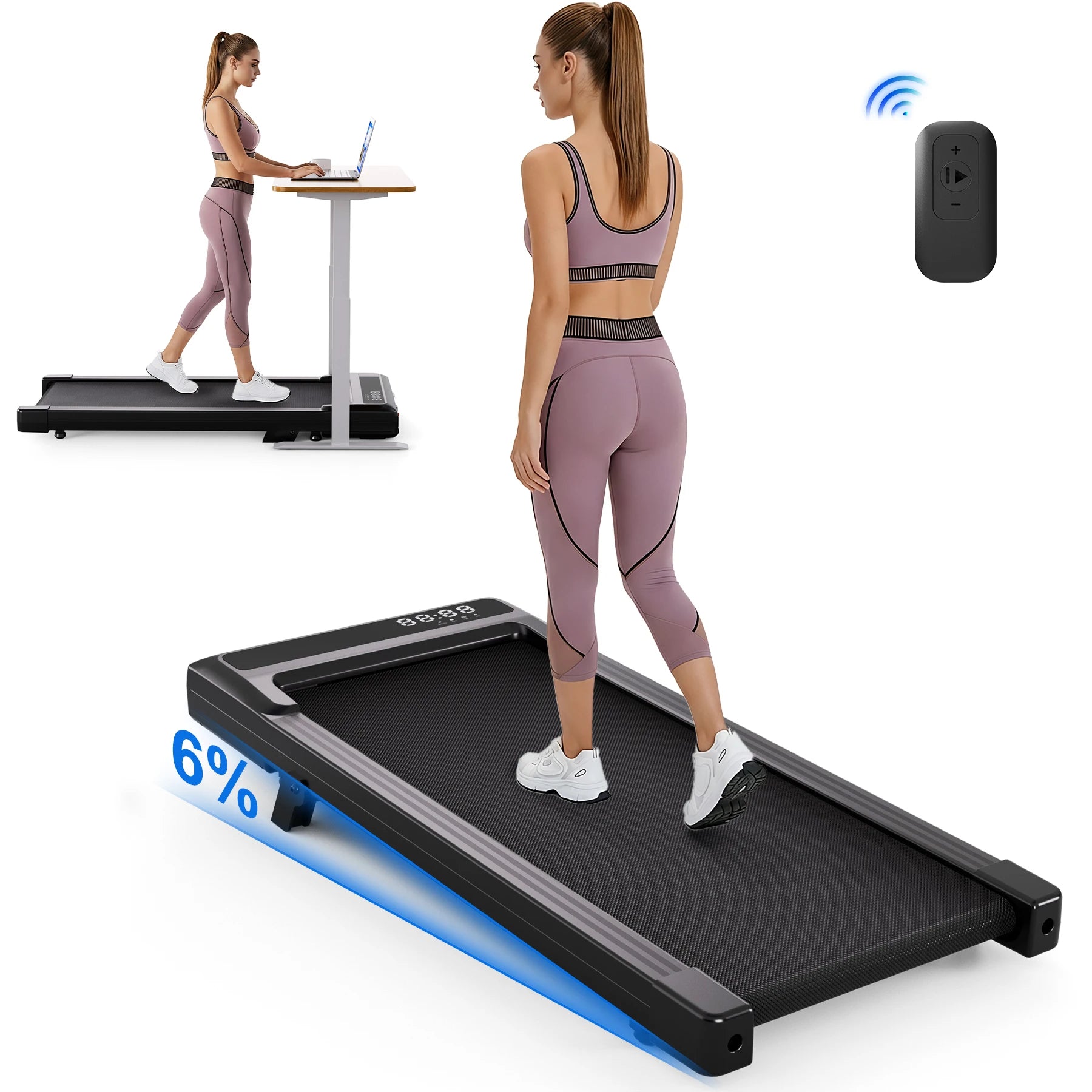 Foldable Treadmill 6% Incline 3.8mph Walking Pad