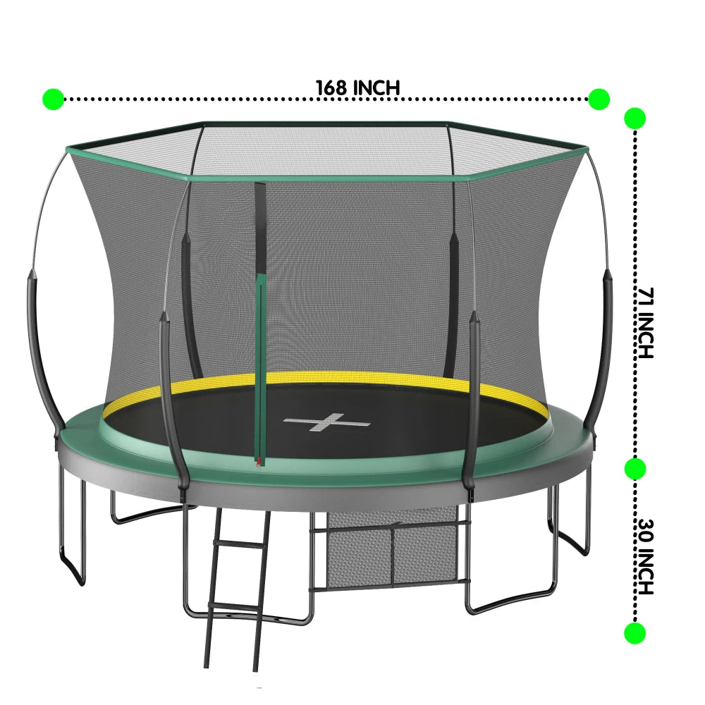 14FT Springfree No Gap Trampoline - Green