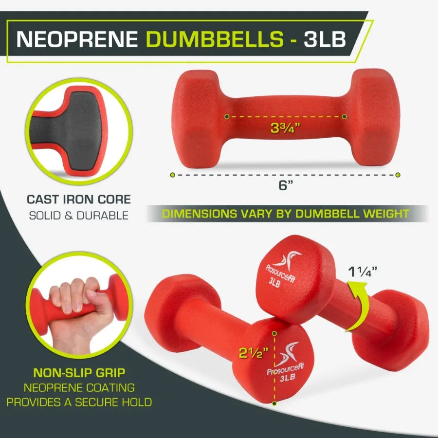 Set of Two Neoprene 3 Lb  Dumbbells