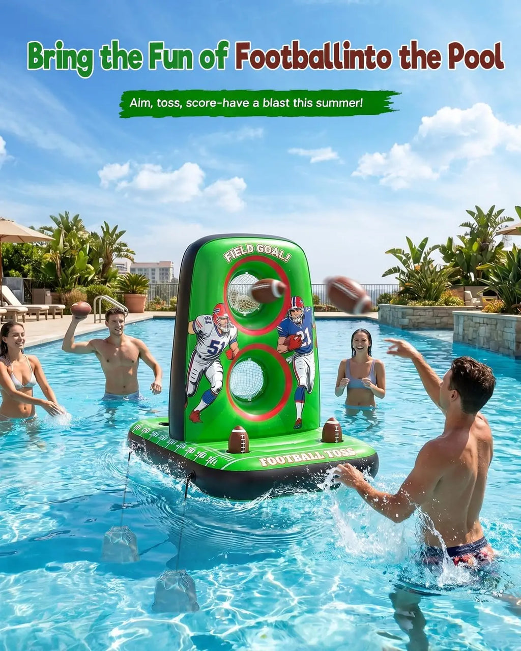 Inflatable Football Toss Game for Pool