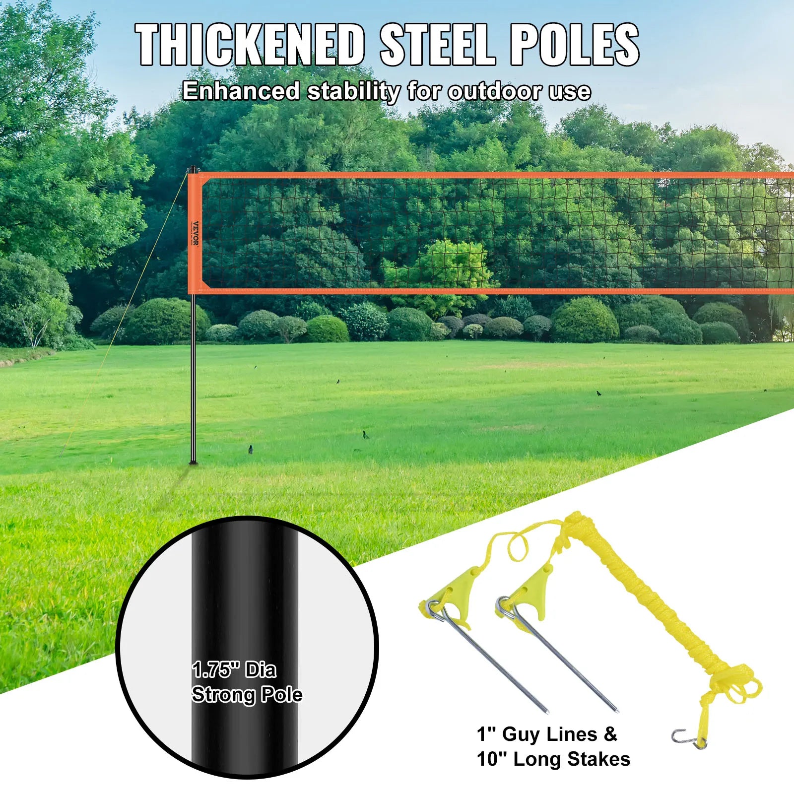 1.25-1.75inch  Portable Volleyball Net System