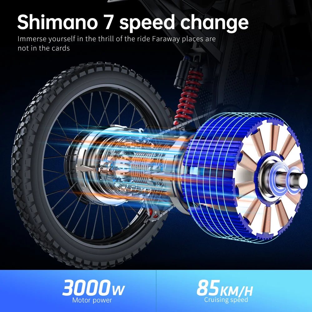 Electric Motorcycles 3000W Brushless Gearless Motors
