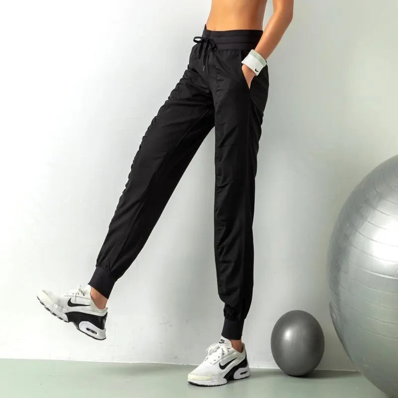 Womens Fabric Drawstring Running Sport Joggers