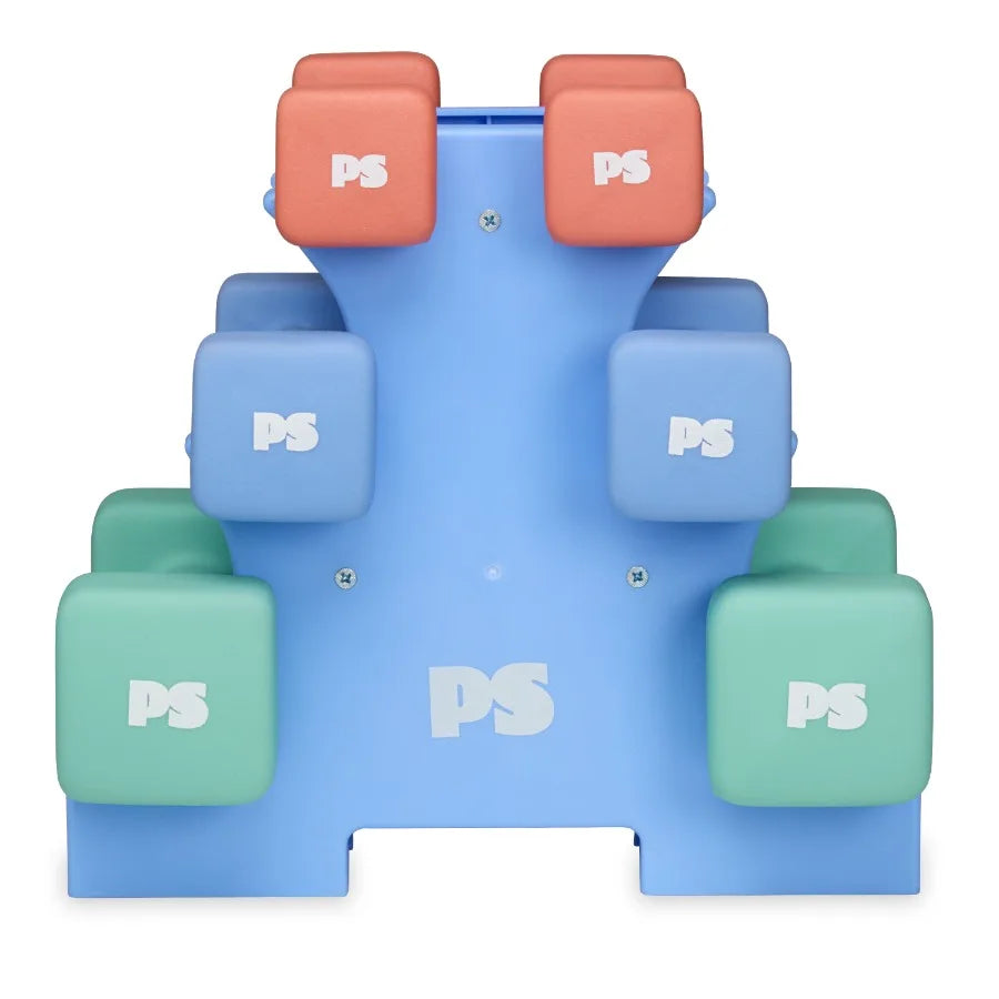 32lb Neoprene Dumbbell Set with Rack