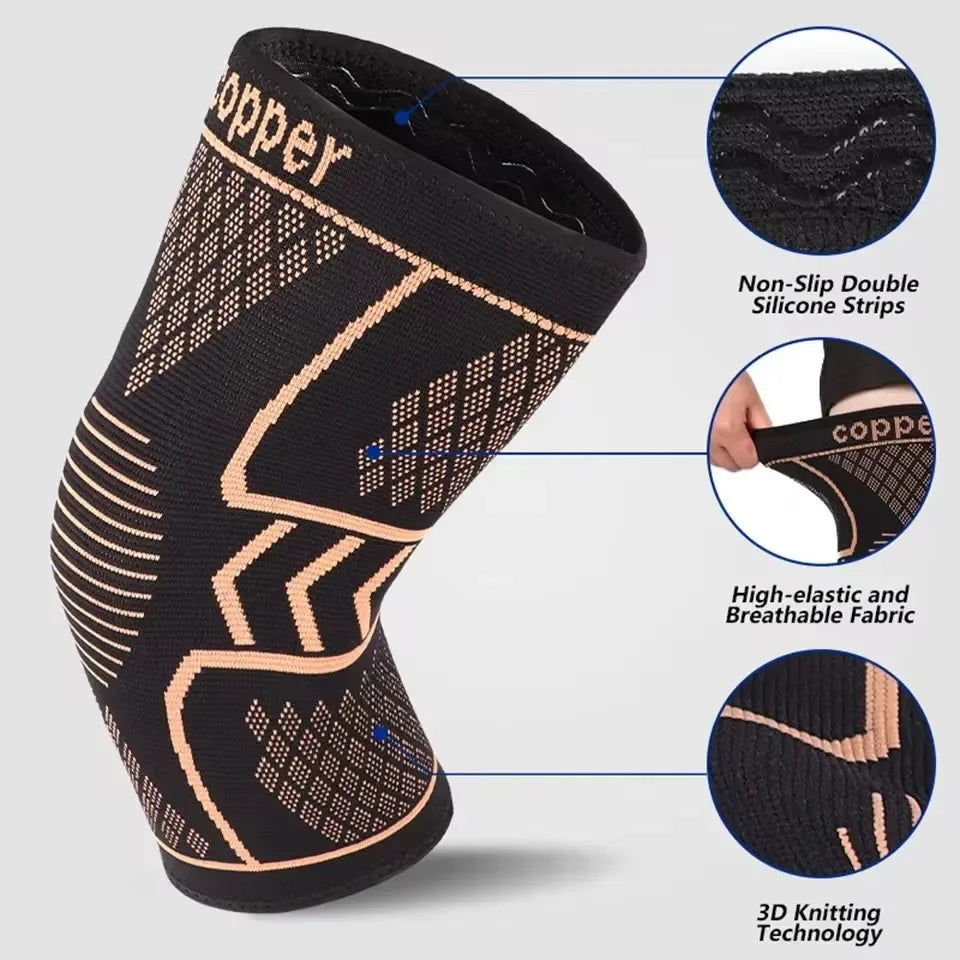 Unisex Copper Compression Knee Support Sleeves