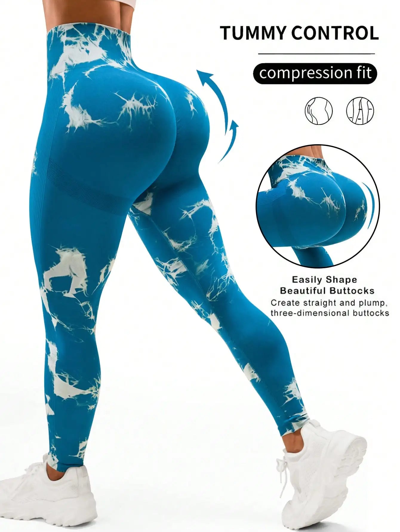 High Waist Tie Dye Compression Leggings Women