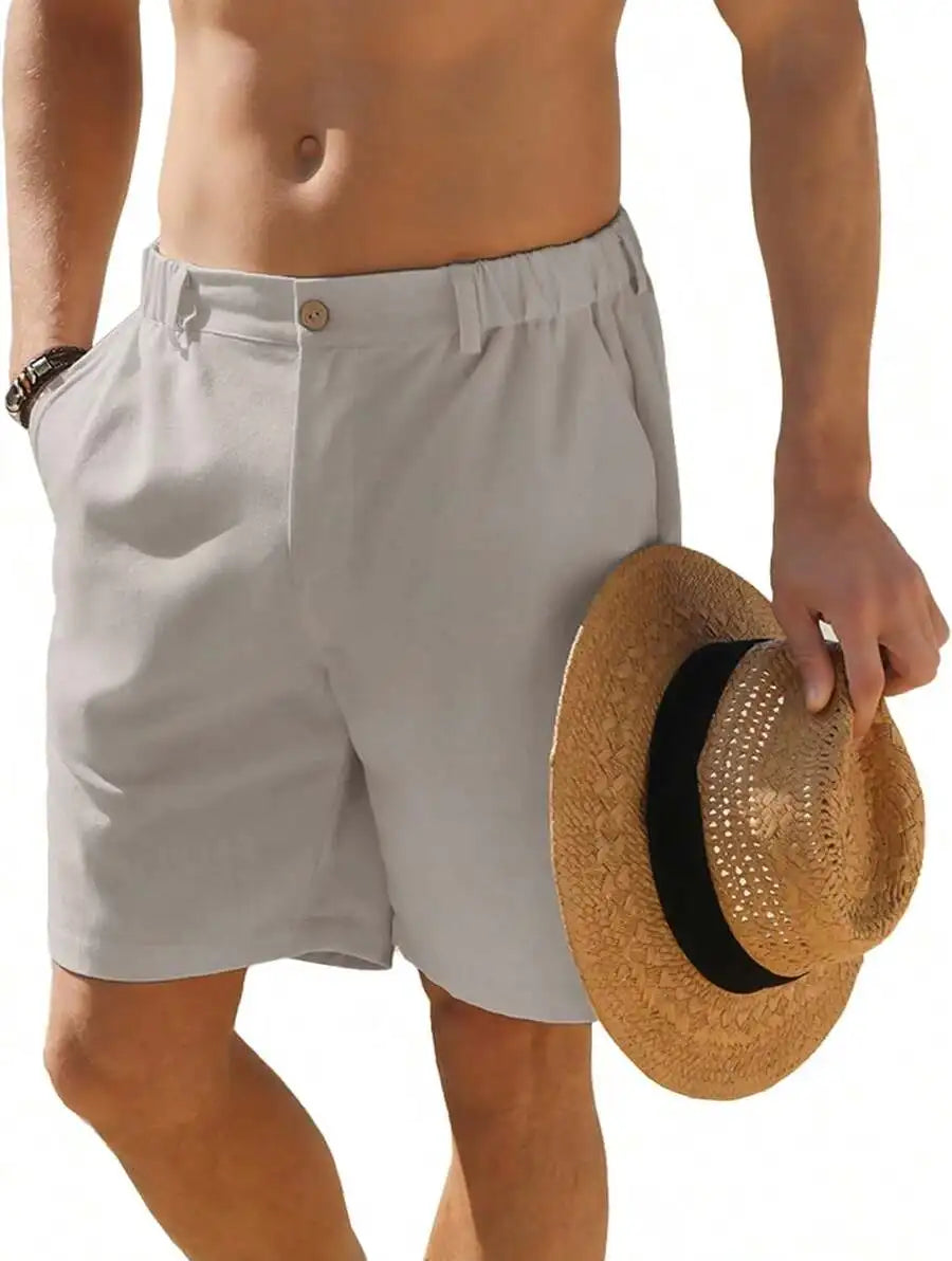 Mens Casual Cotton Linen Golf  Shorts