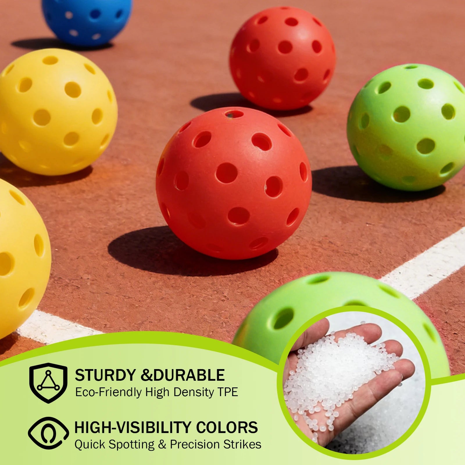 40-Hole Outdoor Pickleballs 8/16Pcs