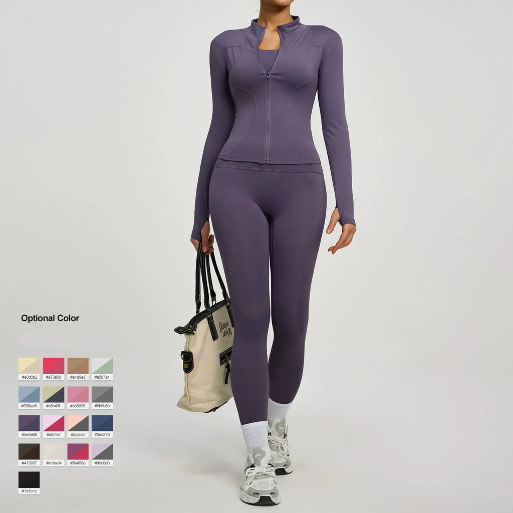 2Pcs Jacket Yoga Sets Women