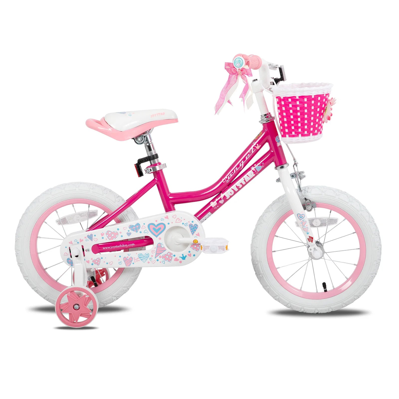 JOYSTAR Angel Girls Bike for Toddlers and Ages 2-9 Years Old,Kids Bike with Training Wheels & Basket with Handbrake & Kickstand
