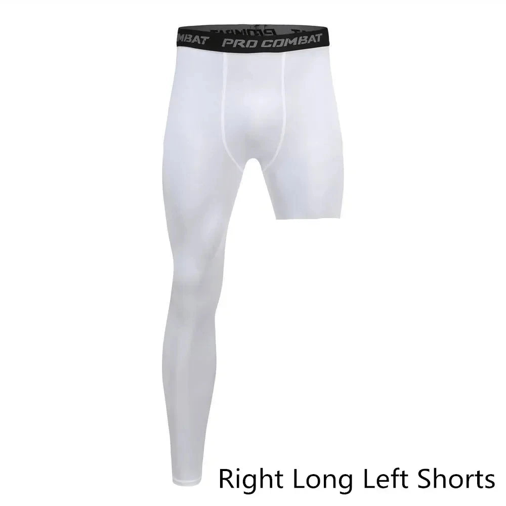 Men One Leg Compression Tights Pants