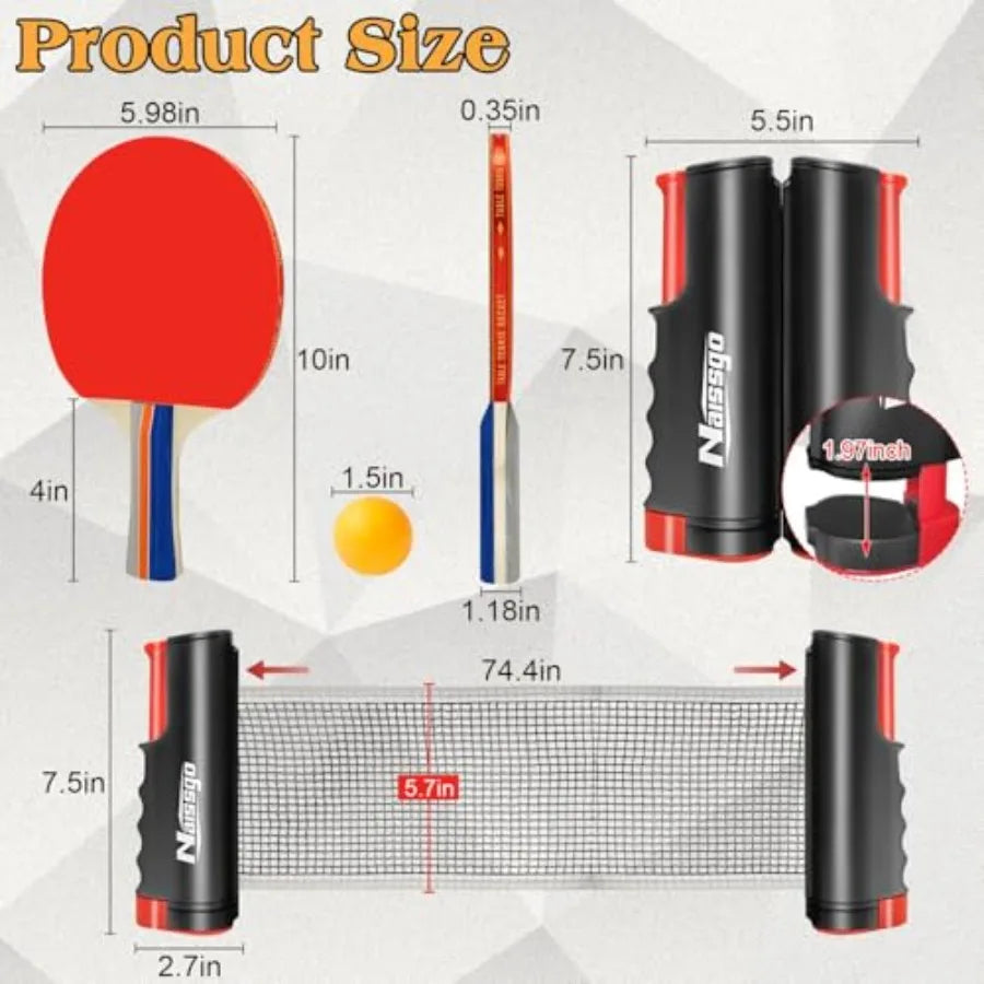 Table Tennis Set with Retractable Net