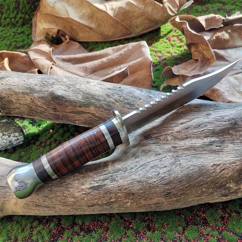 Steel Blade Hunting Knife Wooden Handle