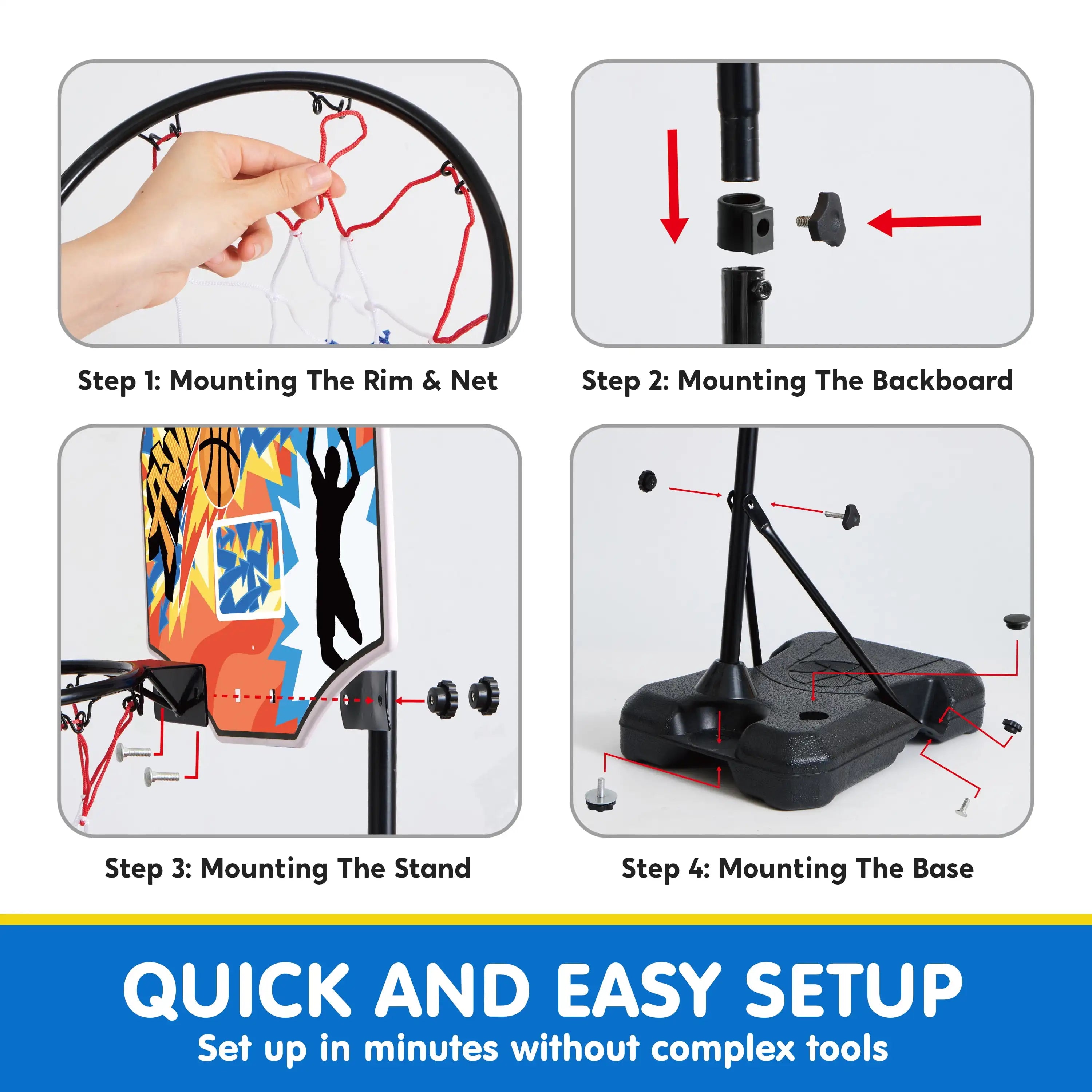 2.8-6.2 ft Adjustable Kids Basketball Hoop