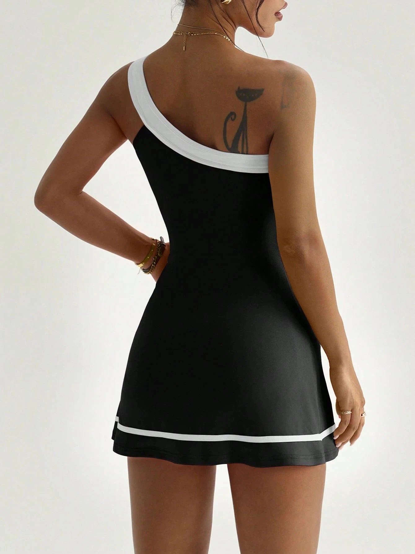 Asymmetrical Neckline Paddle Skirt