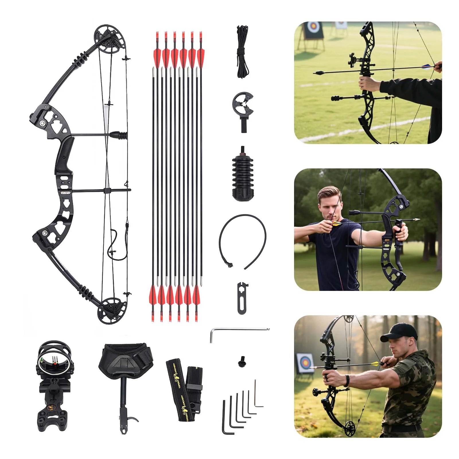 Compound Bow Hunting Kit with 12 Arrows