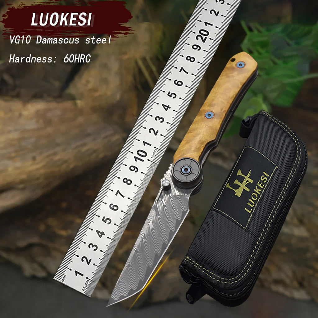 Damascus Steel Camphor Wood Handle Knife