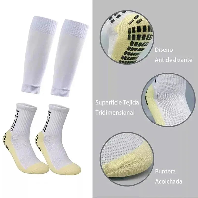 2 Sets Men Grip Soccer Socks and Knee Pads