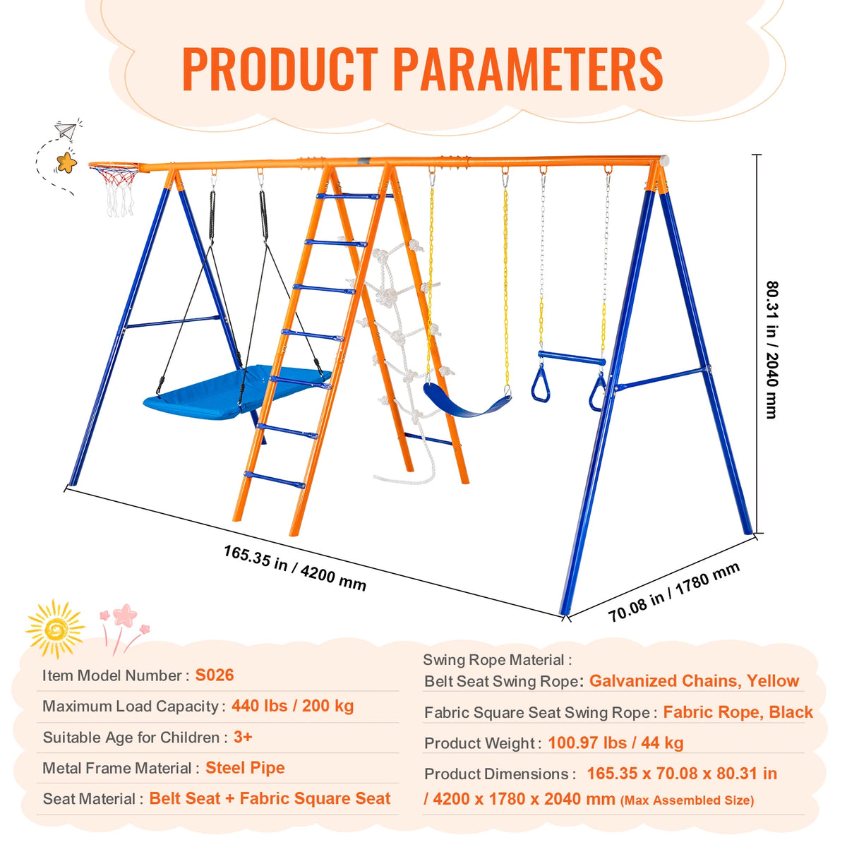 Swing Sets for Backyard 600lbs Capacity