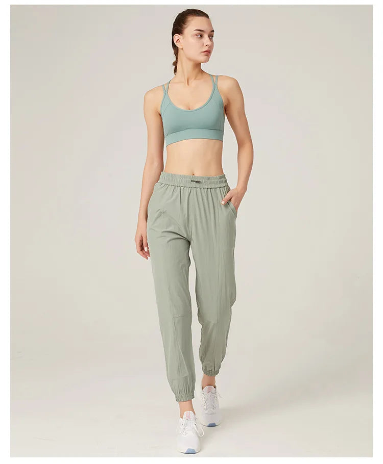 Fabric Drawstring Running Sport Joggers Women
