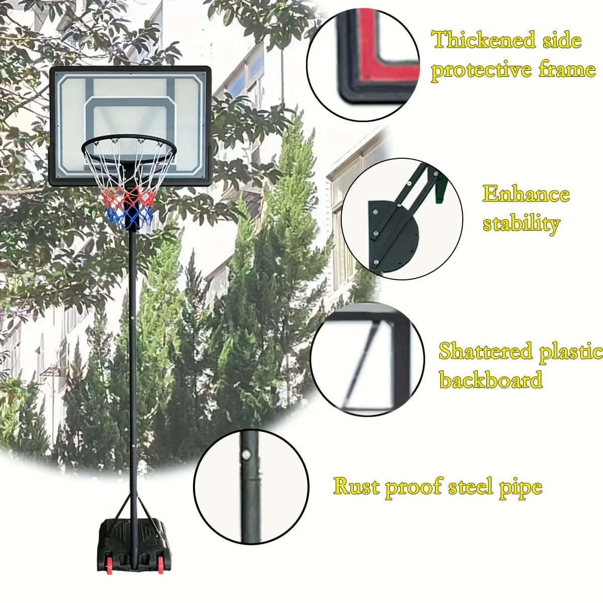 Outdoor Basketball Hoop/Backboard 5.5-9.5 Feet