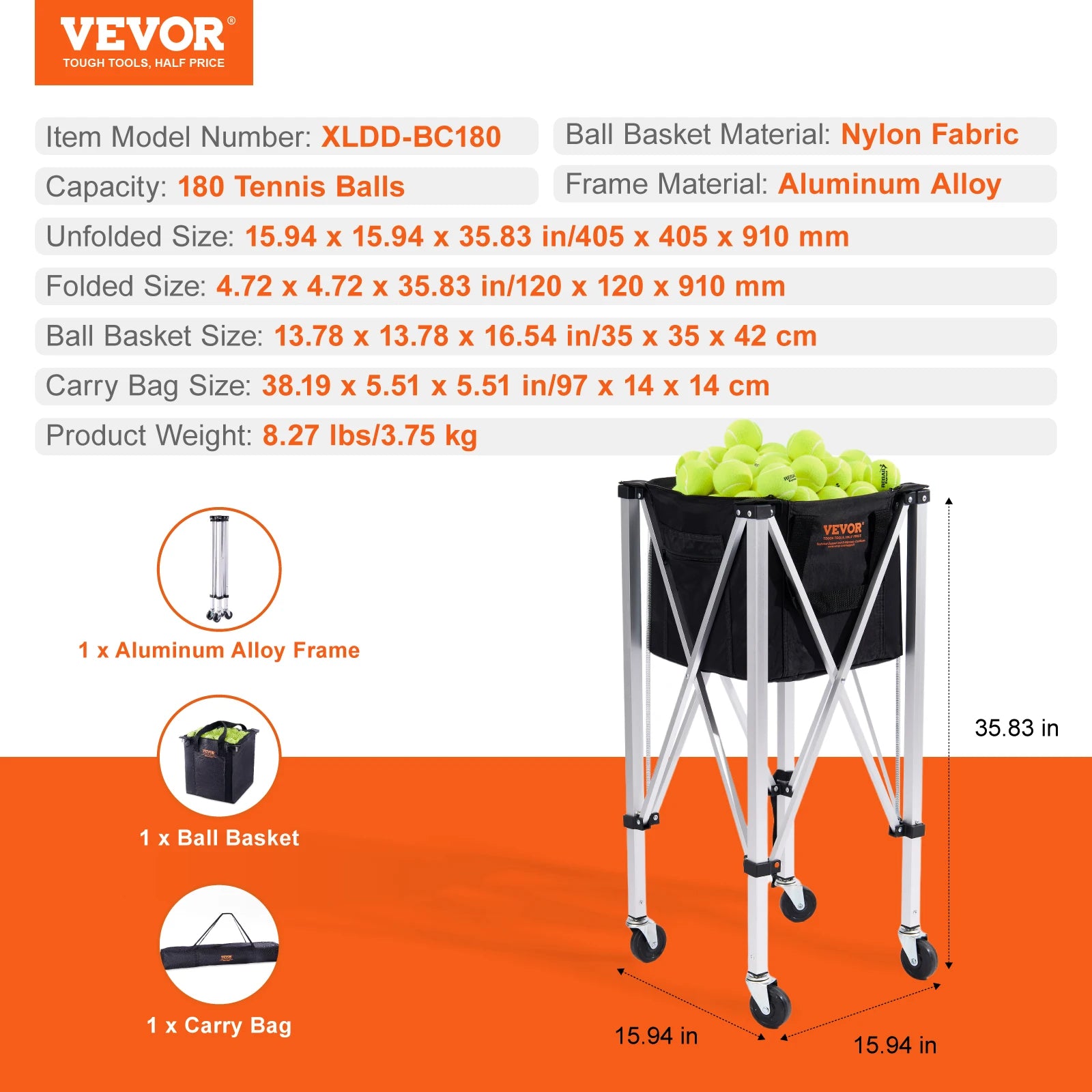 150/180 Tennis Balls Holder Basket