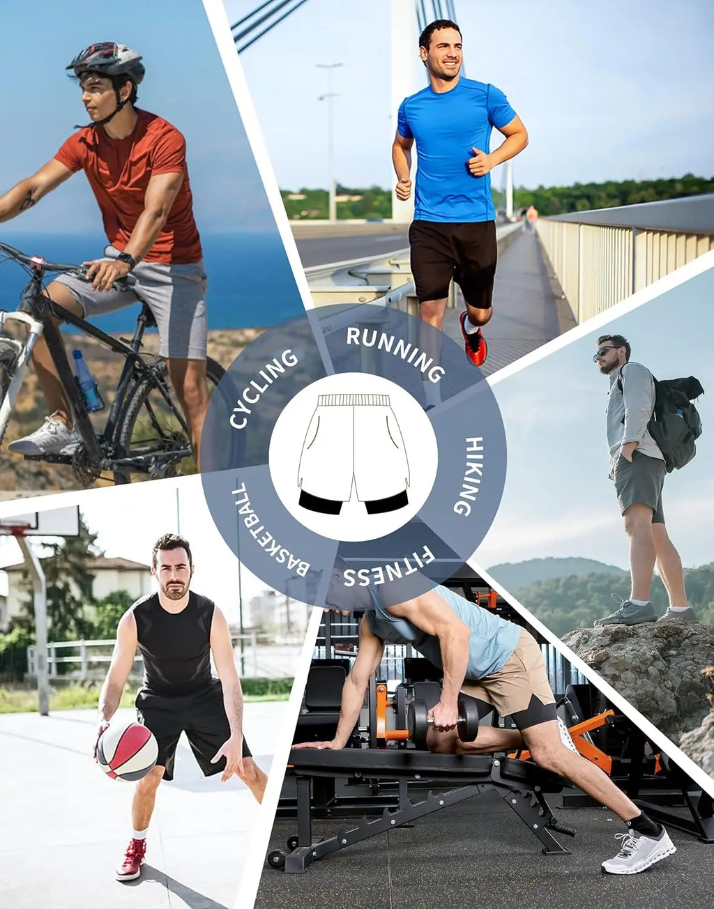 Men's 2 in 1 Running Shorts 5"