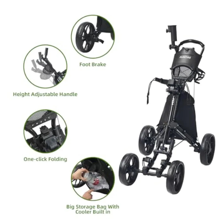 Golf Push Cart 4-Wheels, Folding